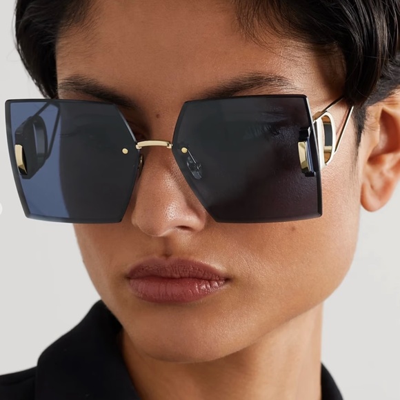 DIOR 30 Montaigne S7U Square Frame Sunglasses Gold/Black Lens - MSRP $610 - BNIB - Picture 1 of 8